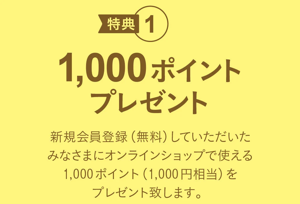 KAZIシープラザ:特典1 新規会員登録で1000ポイントをプレゼント